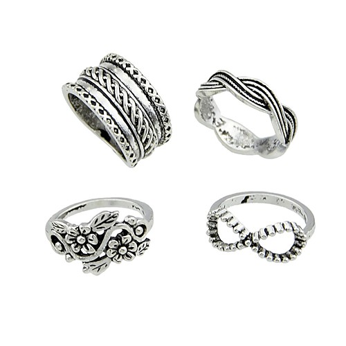 

Knuckle Ring Silver Alloy Flower Ladies Rock Fashion 4pcs One Size / Women's