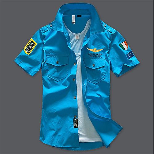 

Men's Shirt Solid Colored Basic Short Sleeve Daily Tops Military White Black Blue