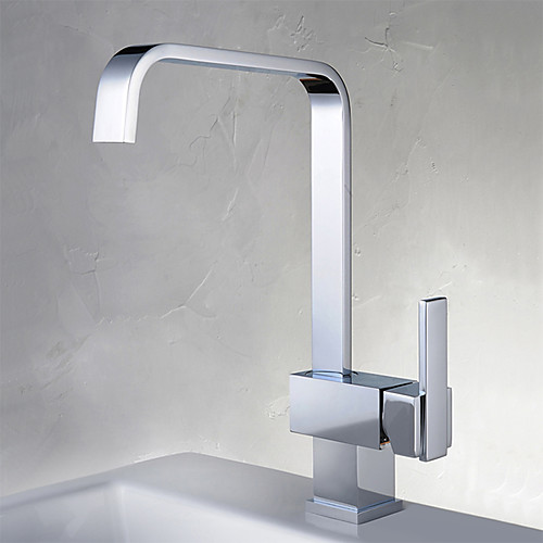 

Kitchen faucet - Single Handle One Hole Chrome Centerset Contemporary Kitchen Taps / Brass