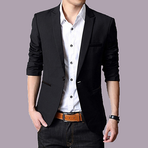 

Wine / Black / Khaki Solid Colored Slim Acrylic / Nylon / Cotton Men's Suit / Fall / Winter / Spring / Long Sleeve / Work