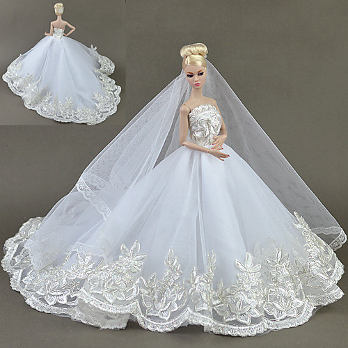 

Doll Clothes Doll Dress Wedding Dress Embroidery Solid Color Cotton Blend Handmade Toy for Girl's Birthday Gifts / Kids