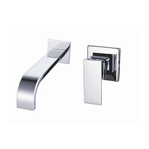 

Bathroom Sink Faucet - Waterfall Chrome Wall Mounted Single Handle Two HolesBath Taps
