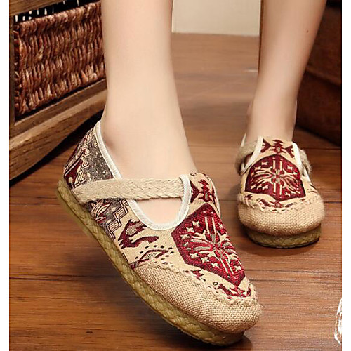 

Women's Flats Plus Size Low Heel Comfort Linen Red Blue / EU37