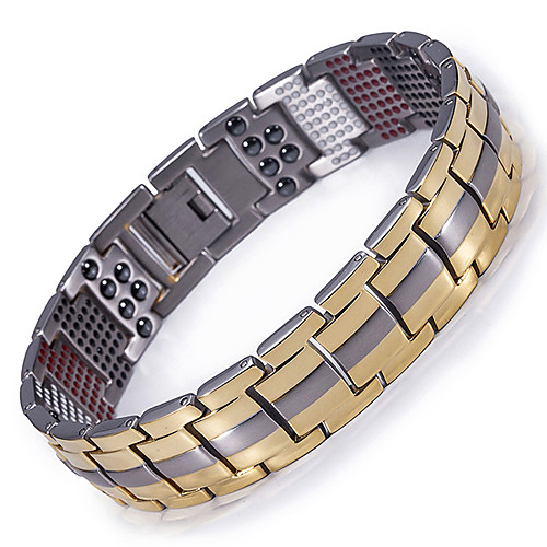 

Men's Chain Bracelet Hologram Bracelet Two tone Titanium Steel Bracelet Jewelry Black / Gold / Silver For Causal Daily