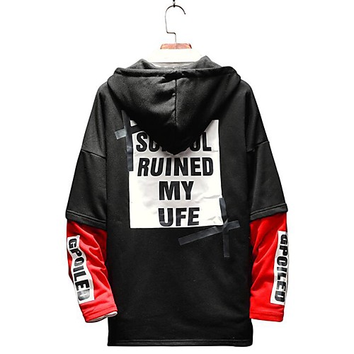 

Men's Plus Size Hoodie Striped Graphic Text Hooded Daily Hoodies Sweatshirts Long Sleeve Black Red / Spring / Fall / Letter