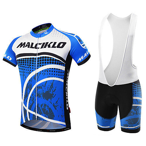 

Malciklo Men's Short Sleeve Cycling Jersey with Bib Shorts Black Purple Orange Dot Bike Clothing Suit Breathable 3D Pad Quick Dry Back Pocket Sports Coolmax Lycra Dot Mountain Bike MTB Road Bike
