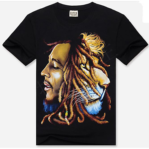 

Men's T shirt Portrait Print Short Sleeves Daily Tops Active Black