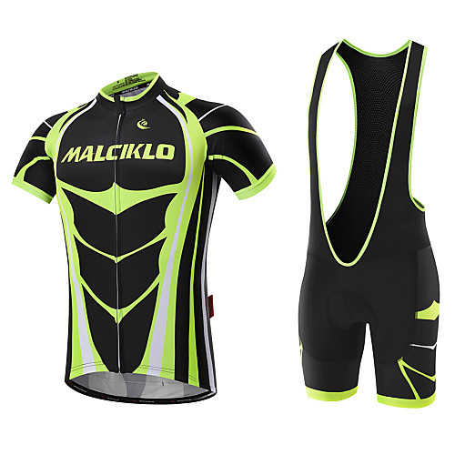 

Malciklo Men's Short Sleeve Cycling Jersey with Bib Shorts Black White British Bike Clothing Suit Breathable 3D Pad Quick Dry Back Pocket Sports Coolmax Lycra Classic Road Bike Cycling Clothing