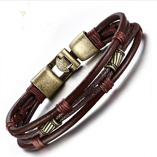 

Men's Chain Bracelet Leather Bracelet Twisted Fashion Leather Bracelet Jewelry Brown For Gift Daily