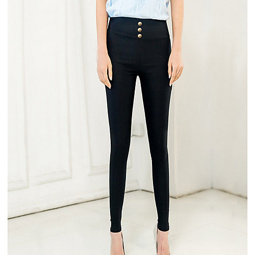

Women's Daily Wear Solid Color Legging Solid Colored Pure Color Mid Waist White Black Wine S M L / Skinny