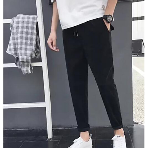 

Men's Simple Daily Sweatpants Pants Solid Colored Full Length Pure Color Black Gray / Fall / Winter
