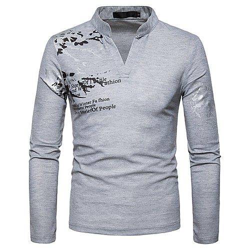 

Men's T shirt Graphic Letter Long Sleeve Daily Tops White Black Red
