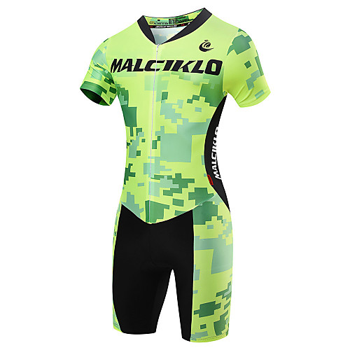

Malciklo Men's Short Sleeve Triathlon Tri Suit Coolmax Lycra Yellow Red Light Green Geometic British Bike Breathable Quick Dry Sports Geometic Triathlon Clothing Apparel / High Elasticity / Advanced