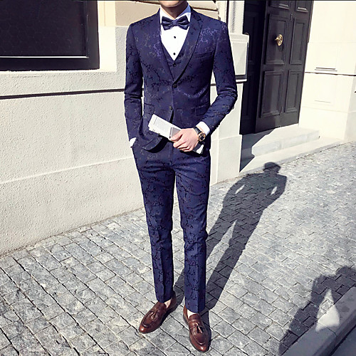 

Black / Blue / Green Solid Colored Slim Polyester Men's Suit - Notch lapel collar / Party / Fall / Spring / Long Sleeve / Work