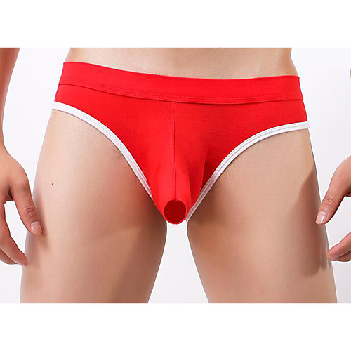 

Men's Sexy Briefs Underwear Solid Colored 1 Piece Low Waist White Yellow Red S M L / Skinny