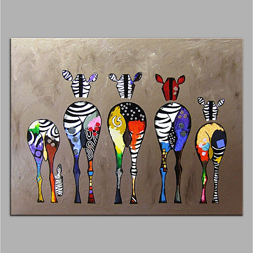 

Hand-Painted Canvas Animal Oil Painting Colorful Zebra Modern Art No Frame