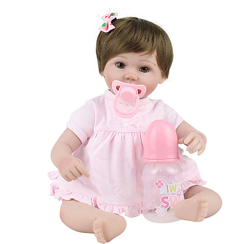 

NPKCOLLECTION 18 inch NPK DOLL Reborn Doll Baby lifelike Cute Hand Made Child Safe Non Toxic Cloth 3/4 Silicone Limbs and Cotton Filled Body 45cm with Clothes and Accessories for Girls' Birthday and