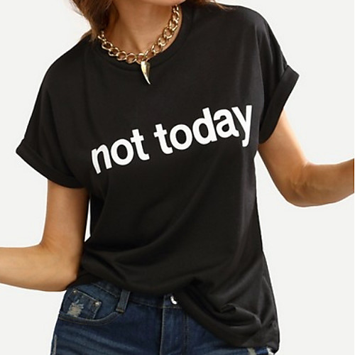 

Women's T shirt Letter Short Sleeve Daily Tops Black