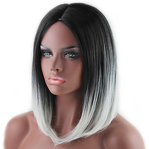 

Cosplay Costume Wig Synthetic Wig Straight Straight Bob Wig Medium Length Grey Synthetic Hair Women's Ombre Hair Dark Roots Middle Part Gray