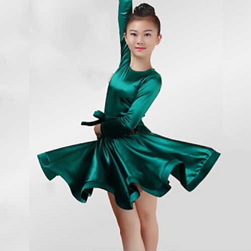 

Latin Dance Dress Sashes / Ribbons Ruching Girls' Performance Long Sleeve Spandex