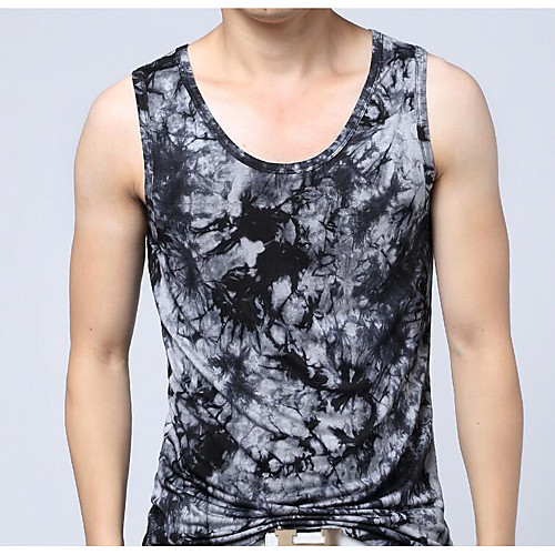 

Men's Tank Top Abstract Print Sleeveless Daily Tops Active Black Blue Wine