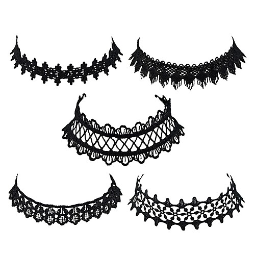 

Women's Choker Necklace Ladies Basic Gothic Fashion Lace Black Necklace Jewelry 5pcs For Daily New Year