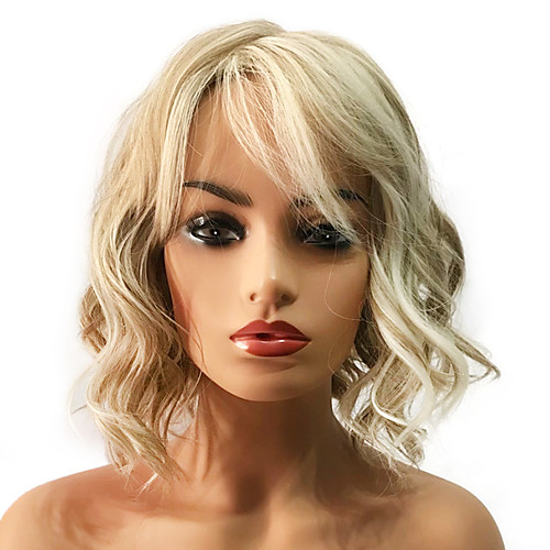 

Synthetic Wig Curly Curly Layered Haircut Wig Blonde Medium Length Light golden Synthetic Hair Women's Highlighted / Balayage Hair Blonde StrongBeauty