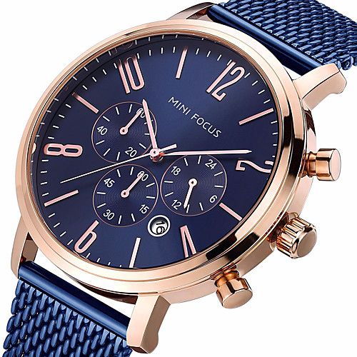 

MINI FOCUS Men's Sport Watch Aviation Watch Analog Quartz Luxury Calendar / date / day Stopwatch Casual Watch / Stainless Steel / Japanese