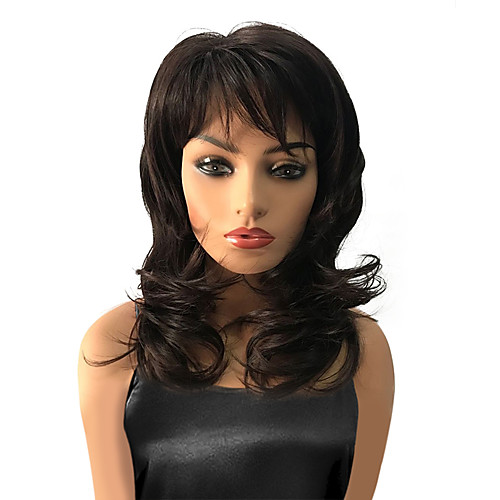 

Synthetic Wig Curly Curly Wig Medium Length Dark Brown / Dark Auburn Synthetic Hair Women's Brown StrongBeauty