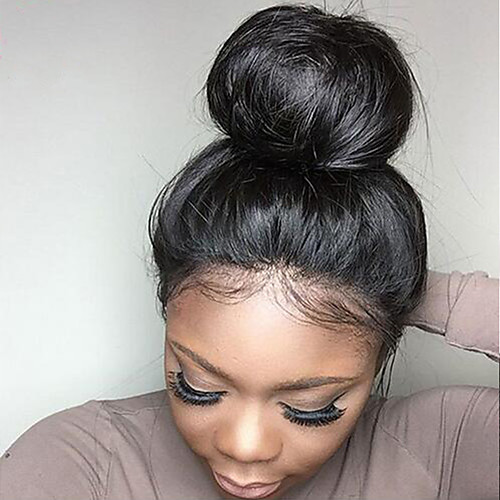 

Human Hair Glueless Lace Front Wig style Brazilian Hair Straight Black Wig 130% Density with Baby Hair Natural Hairline African American Wig 100% Virgin Unprocessed Women's Human Hair Lace Wig EVA