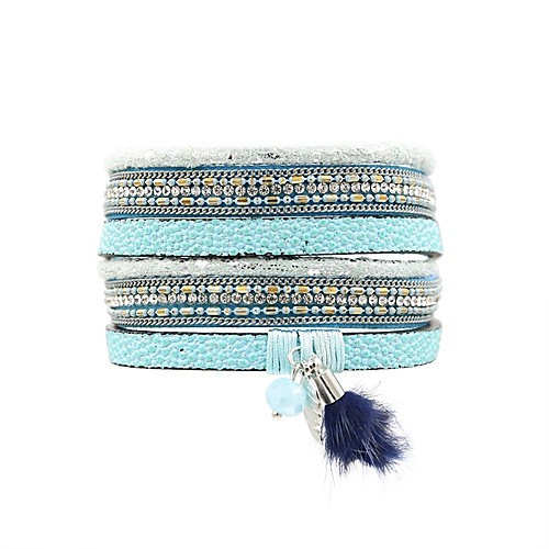 

Women's Wrap Bracelet Leather Bracelet Ladies Bohemian Boho Leather Bracelet Jewelry Blue / Pink For Causal Holiday / Fur