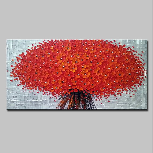 

Oil Painting Hand Painted Floral / Botanical 3D Modern Stretched Canvas With Stretched Frame