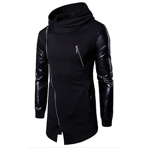

Men's Hoodie Solid Colored Stand Collar Hooded Daily Sports Streetwear Hoodies Sweatshirts Long Sleeve Long Black Dark Gray Navy Blue / Spring / Fall
