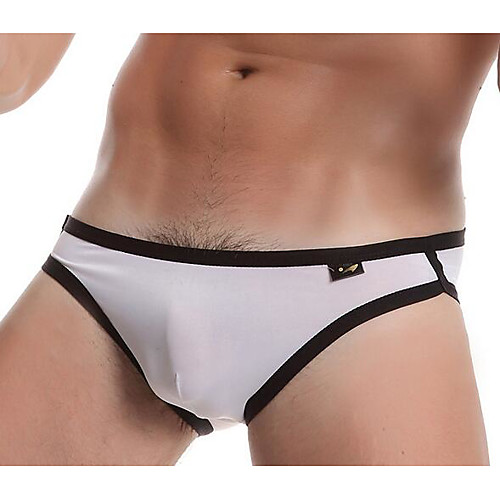 

Men's Artistic Style Sexy Briefs Underwear Solid Colored Mid Waist Black White Blushing Pink S M L