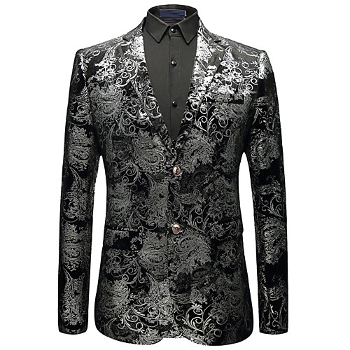

Black / Wine Print Acrylic / Nylon / Polyester Men's Suit - V Neck / Winter / Spring / Work / Plus Size / Sophisticated