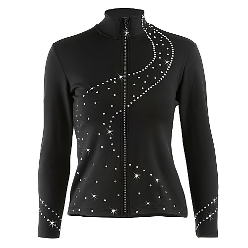 

Figure Skating Fleece Jacket Women's Girls' Ice Skating Jacket Tracksuit Black Stretchy Training Competition Skating Wear Dot Long Sleeve Ice Skating Winter Sports Figure Skating