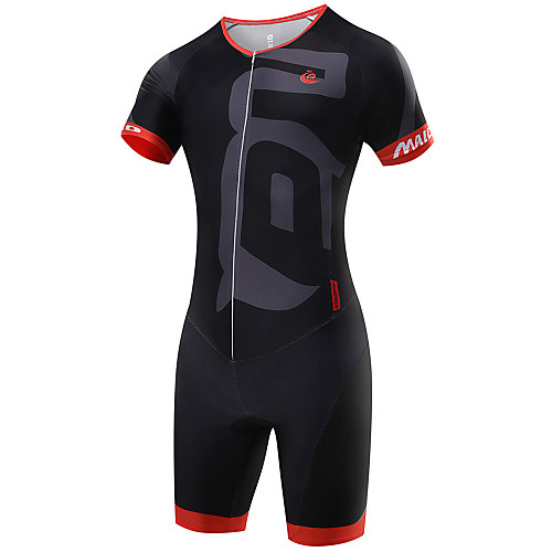 

Malciklo Men's Short Sleeve Triathlon Tri Suit Coolmax Lycra White Black Red Geometic British Bike Breathable Quick Dry Sports Geometic Clothing Apparel / High Elasticity / SBS Zipper