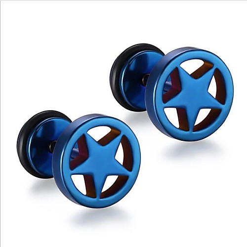 

Men's Stud Earrings Geometrical flat back Punk Fashion Stainless Steel Earrings Jewelry Silver / Rainbow / Blue For Gift Daily