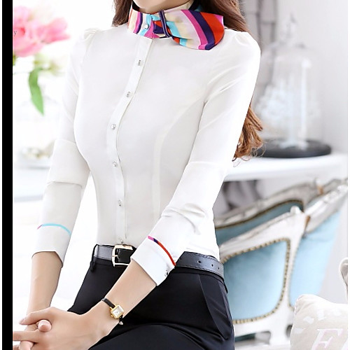 

Women's Shirt Solid Colored Long Sleeve Wedding Tops White