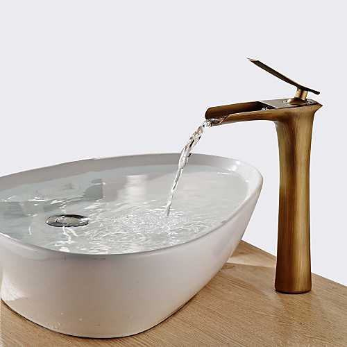 

Bathroom Sink Faucet - Waterfall Antique Brass Centerset Single Handle One HoleBath Taps