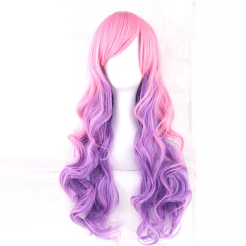 

Cosplay Costume Wig Synthetic Wig Lolita Wavy Wavy With Bangs Wig Pink 13cm(Approx5inch) Pink / Purple Synthetic Hair Side Part Pink