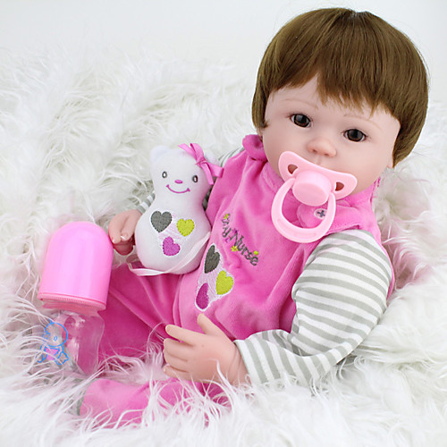 

NPKCOLLECTION 18 inch NPK DOLL Reborn Doll Baby lifelike Cute Hand Made Child Safe Non Toxic Cloth 3/4 Silicone Limbs and Cotton Filled Body 45cm with Clothes and Accessories for Girls' Birthday and