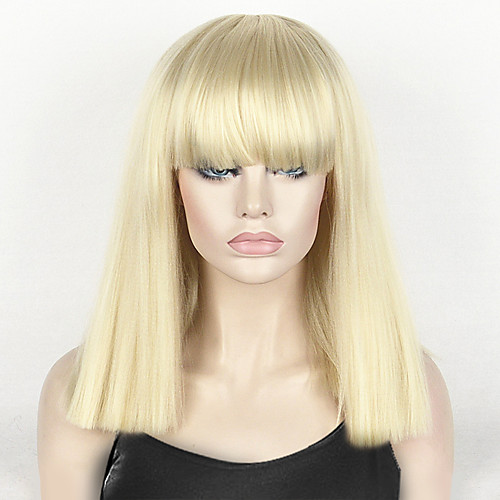 

Synthetic Wig Straight kinky Straight kinky straight Straight Bob Short Bob With Bangs Wig Blonde Medium Length Light Blonde Synthetic Hair Women's Blonde StrongBeauty