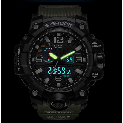 

SMAEL Men's Sport Watch Military Watch Analog - Digital Casual Water Resistant / Waterproof Calendar / date / day Chronograph / Silicone / Japanese / Two Years