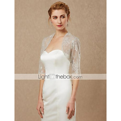 

Half Sleeve Shrugs Lace Wedding / Party / Evening Women's Wrap With Beading / Lace