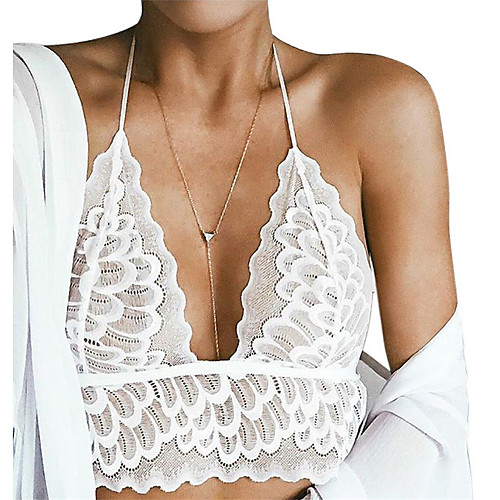 

Women's Wireless Triangle Cup Bra Solid Colored White