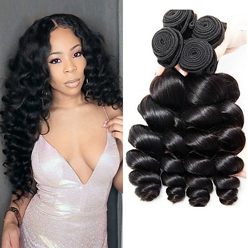 

4 Bundles Brazilian Hair Loose Wave 400 g Natural Color Hair Weaves / Hair Bulk Extension 8-28 inch Human Hair Weaves Human Hair Extensions / 8A