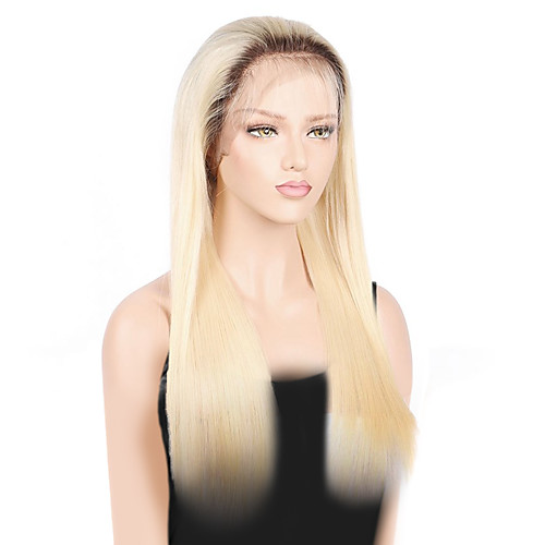 

blonde full lace human hair wigs with baby hair peruvian straight pre plucked remy hair wigs for black women 150 density