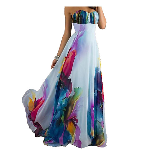 

Women's Chiffon Dress White Sleeveless Floral Print Summer Strapless Sexy S M L XL XXL