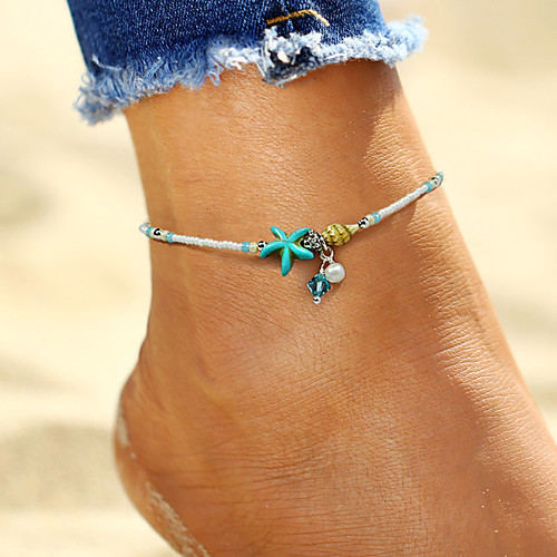 

Anklet feet jewelry Ladies Boho Bohemian Women's Body Jewelry For Holiday Bikini Imitation Pearl Alloy Starfish Shell White